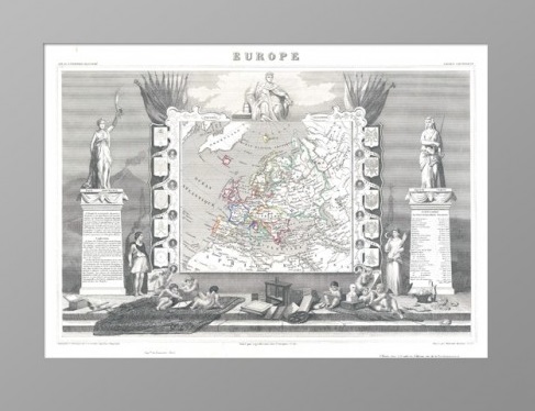 старинная карта Европы Левассера